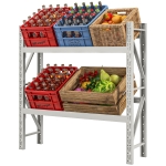 HOMCOM Getränkekistenregal, bis 6 Kisten, höhenverstellbar, Stahlrahmen, 110x30x110 cm, Weiß