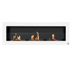 HOMCOM Cheminée bioéthanol Murale encastrable 3 brûleurs 3 L au total, environ 3 h de durée de combustion, dims. 120L x 15l x 40H cm, acier inox blanc