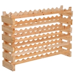 HOMCOM Scaffale Portabottiglie in Legno di Abete, Cantinetta Portabottiglie con 6 Ripiani per 72 Bottiglie e Peso Massimo 100 kg, 114x28x85 cm, Legno Naturale