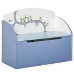 HOMCOM Panca Contenitore Portagiochi 2 in 1 in Legno, Cassapanca con Schienale per Bambini da 3-6 Anni, 60x30x50 cm, Blu