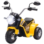 HOMCOM Moto électrique Enfant Chopper Tout-Terrain 6 V 20 W Marche AV AR 3 Roues Effets Lumineux et sonores Jaune Noir