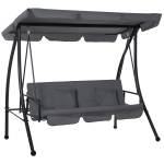 Outsunny Balancelle de Jardin Convertible 3 Places Grand Confort Inclinaison Toit réglable Matelas fourni 2L x 1,25l x 1,7H m métal Polyester Noir Anthracite