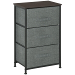 HOMCOM Meuble de Rangement 3 tiroirs chiffonnier dim. 45L x 30l x 71H cm métal MDF Non tissé Gris