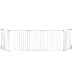 PawHut Barrière de sécurité parc enclos chien modulable pliable porte intégrée 300L max. x 74,5H cm métal PP blanc