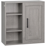 kleankin Meuble Mural Meuble de Rangement Suspendu Armoire Murale pour Salle de Bains Placard de Rangement Armoire de Toilette avec étagères et Une Porte - 48 x 20 x 50 cm - Gris