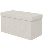 HOMCOM Banc de rangement pouf de rangement pliable bout de lit repose-pieds avec couvercle capitonnée 76L x 38l x 38H cm crème