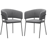 HOMCOM Lot de 2 chaises de salle à manger pieds en acier, assise rembourrée en tissu aspect lin, gris