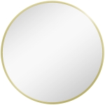 HOMCOM Espejo de Baño Redondo Ø60 cm Espejo Decorativo de Pared con Marco de Aluminio y Gancho Fácil Instalación  Dorado