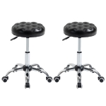 HOMCOM Lot de 2 tabourets massage à roulettes réglable en hauteur pivotant 360° assise synthétique capitonnée noire