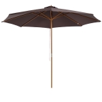 Outsunny Parasol de jardin extérieur parasol droit double toit en bois polyester haute densité protection solaire Ø 3 x 2,5 m chocolat