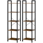 HOMCOM Lot de 2 étagères bibliothèque style industriel H154 cm 10 étagères acier noir en bois aspect bois vieilli