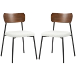 HOMCOM Lot de 2 chaises de salle à manger avec assise effet bouclette, dossier courbé effet bois, intérieur, crème