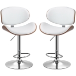 HOMCOM Lot de 2 chaises de bar tabouret hauteur réglable revêtement synthétique 53 x 52 x 92-112 cm blanc
