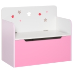 HOMCOM Panca Contenitore con Schienale in Legno per Bambini da 3-6 Anni, 60x30x50 cm, Rosa