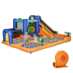 Outsunny Castillo Hinchable Infantil con Tobogán Piscina Muro de Escalada Inflador y Bolsa de Transporte 430x420x200cm Multicolor