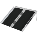 HOMCOM Rampe de Fauteuil Roulant Rampe de Chargement Rampe d'accès antidérapante Pliable avec Bordures de sécurité alu. Noir