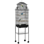 PawHut Metal Bird Cage with Plastic Swing, Perch, Food Container, Tray, Handle, for Finches, Canaries, Budgies, 43 x 32.5 x 163