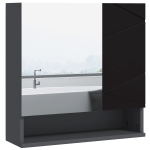 kleankin Armadietto con Specchiera Bagno a 2 Ante e Mensole Regolabili in Legno, 55x17x55cm, Nero