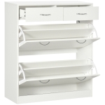 HOMCOM Meuble à chaussures 2 tiroirs et 2 portes abattantes avec étagère réglable 80 x 30 x 91,5 cm poignées alu. naturel