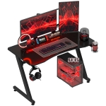 HOMCOM Mesa Gaming 120x65x74,5 cm Escritorio Ergonómico Gaming desk para Computadora PC con Portavasos Gancho para Auriculares y Pies Ajustables Efecto de Fibra de Carbono Negro