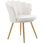 HOMCOM Fauteuil coquillage chaise coiffeuse fauteuil en velours fauteuil de salon avec pieds en métal doré crème
