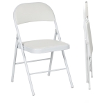 HOMCOM Lot de 2 chaises pliantes chaises de salle à manger portables cadre en acier dim. 45l x 46P x 78H cm blanc