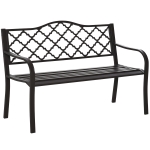 Outsunny Banc 3 Places de Jardin terrasse Style Rural Chic 128L x 60l x 89H cm métal époxy anticorrosion Fonte Brun
