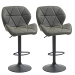 HOMCOM Set 2 Sgabelli da Bar con Altezza Regolabile, Base in Metallo e Seduta in Finta Pelle, Sgabelli con Schienale e Poggiapiedi, 51.5x57.5x93-114.5 cm, Verde Militare