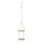 HOMCOM Perchero de Pie con 2 Estantes con 8 Ganchos para Colgar Bolsos Abrigos Chaquetas en Forma de Árbol Ø34x181 cm Blanco
