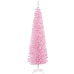 HOMCOM Árbol de Navidad Artificial Estrecho 180 cm con 390 Ramas y Base Desmontable Fácil de Montar Rosa