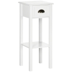 HOMCOM Mesa Auxiliar Mesita de Noche con Cajón y Estante de Almacenamiento Estilo Moderno para Salón Dormitorio 30x30x75 cm Blanco