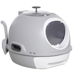 PawHut Lettiera per Gatti Chiusa con Vassoio Estraibile, 2 Ingressi e Paletta, 47x55x44 cm, Grigio