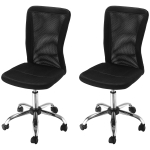 Vinsetto Lot 2 de chaises de bureau ergonomique hauteur réglable piètement chromé pivotant 360° revêtement maille noir