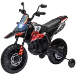 AIYAPLAY Moto électrique enfants sous licence Aprilia avec 2 moteurs 12V, roues d'entraînement, lumière LED, musique - rouge