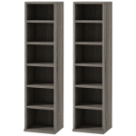 HOMCOM Set di 2 Scaffali Porta CD con Mensole Regolabili per 204 CD, 21x22.5x88.5 cm, Grigio