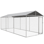 PawHut Kennel per Cani da Esterno con Tetto Impermeabile in Tessuto Oxford e Acciaio, 6x2.3x2.3m, Argento