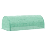 Outsunny Serre de jardin serre tunnel 18 m² avec porte, parois latérales enroulables 12 fenêtres acier PE  4 x 3 x 2 m vert