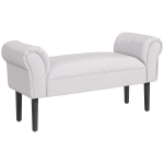 HOMCOM Banc Entrée Bout de Lit Rembourré pour Chambre à Coucher, Tissu à Voile, Gris, 102 x 36 x 51 cm