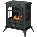 HOMCOM Camino Bioetanolo Stile Classico in Acciaio, Bruciatore da 1.2L per 3 Ore di Durata, 45x28x54cm, Nero