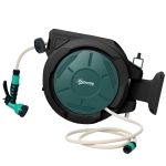 Outsunny Enrouleur tuyau arrosage dévidoir de tuyaux d'eau 30+2 m support mural + poignée pivotant à 180° 59 x 23 x 42 cm noir