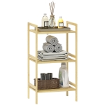 HOMCOM Three-Tier Bamboo Adjustable Shelf Storage Unit