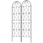 Outsunny Support pour plantes grimpantes avec motif lot de 2 treillis de jardin pour vigne fleurs légumes métal 50 x 180 cm noir