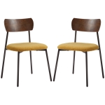 HOMCOM Lot de 2 chaises de salle à manger avec assise effet bouclette, dossier courbé effet bois, intérieur, jaune