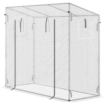 Outsunny Serre de Jardin Anti-UV 2 fenêtres moustiquaires + Barres renforcement 200 x 76 x 168 cm Acier PE blanc