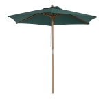 Outsunny Ombrellone da Giardino 2.5x2.3m a 6 Stecche, in Legno e Poliestere, Verde Scuro