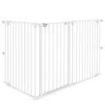 PawHut Barrière pour chien en acier à 3 panneaux pliante double verrouillage et porte intégrée pour porte et escalier blanc