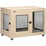 PawHut Gaiola para Cães de Madeira Mesa de Centro l com 2 Portas com Fechadura Almofada de Tecido Oxford 94x60x71,5 cm Madeira