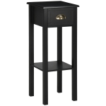 HOMCOM Mesa de Apoio com Gaveta e Prateleira de Armazenamento Estilo Moderno 30x30x75 cm Preto