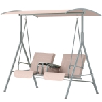 Outsunny Hollywoodschommel, tuinschommel, tweezits schommel met zonnedak, 175 x 112 x 165 cm, Beige