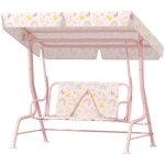 AIYAPLAY Huśtawka Ogrodowa dla Dzieci, Ramka Stalowa, 2-osobowa, Nośność 60 kg, Różowa